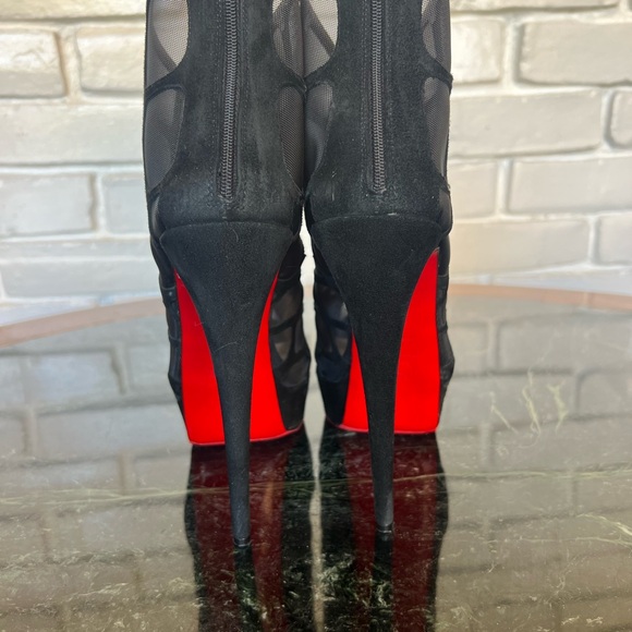 Christian Louboutin Mesh & Suede Platform Booties - Picture 4 of 10